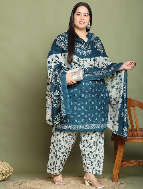 women printed plus size kurta salwar with dupatta set - 21745741 - Very Small Image - 1