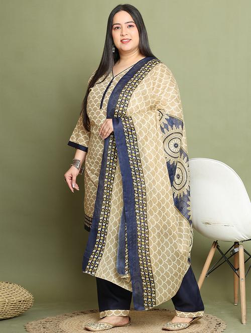 women printed plus size kurta salwar with dupatta set - 21745743 - Very Small Image - 1