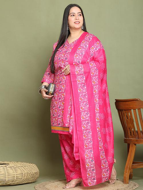 women printed plus size kurta salwar with dupatta set - 21745744 - Very Small Image - 1