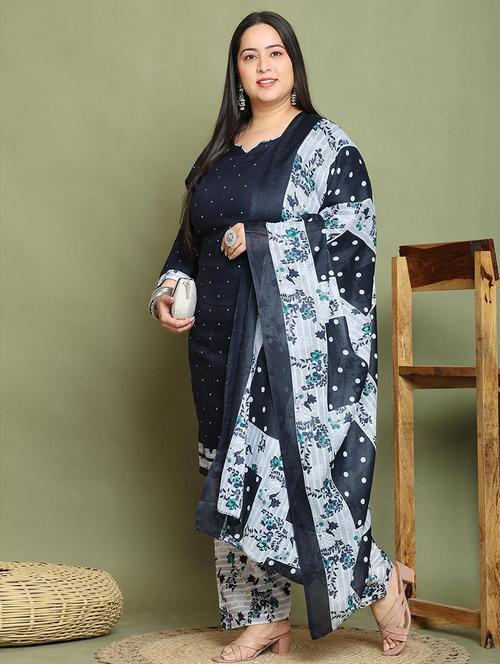women printed plus size kurta salwar with dupatta set - 21745749 - Very Small Image - 1