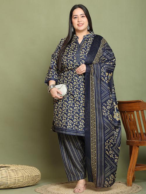 women printed plus size kurta salwar with dupatta set - 21745754 - Very Small Image - 1