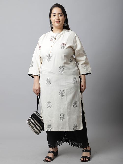 women plus size floral printed straight kurta - 21745892 - Very Small Image - 1