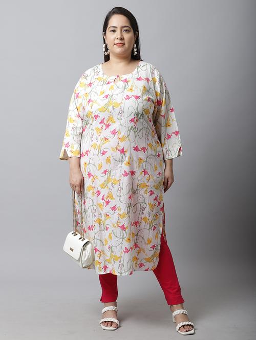 women plus size floral printed straight kurta - 21745900 - Very Small Image - 1