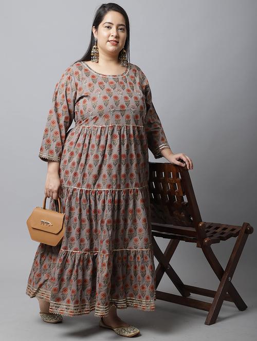 women plus size floral printed tiered kurta - 21745901 - Very Small Image - 1