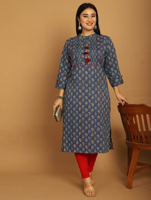 women printed three quarter sleeve straight kurta - 21745909 - Very Small Image - 1