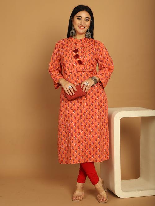 women printed three quarter sleeve straight kurta - 21745910 - Very Small Image - 1