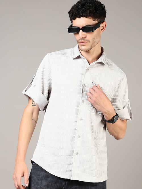 men self design long sleeve regular fit casual shirt - 21746186 - Very Small Image - 1