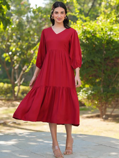 women solid tiered dress - 21746694 - Very Small Image - 1