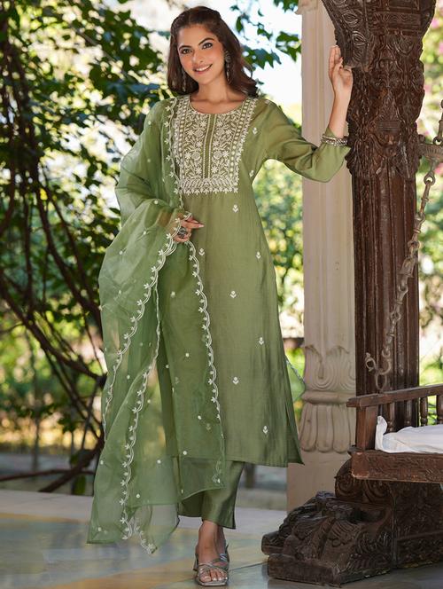 women embroidered kurta pant set with dupatta - 21746728 - Very Small Image - 1