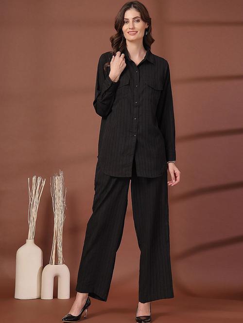 women solid shirt and trouser co-ord set - 21747000 - Very Small Image - 1