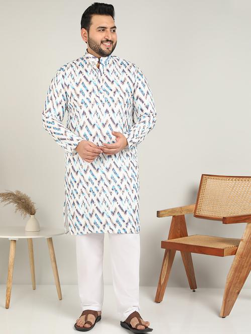 men mandarin neck printed long kurta - 21747445 - Very Small Image - 1