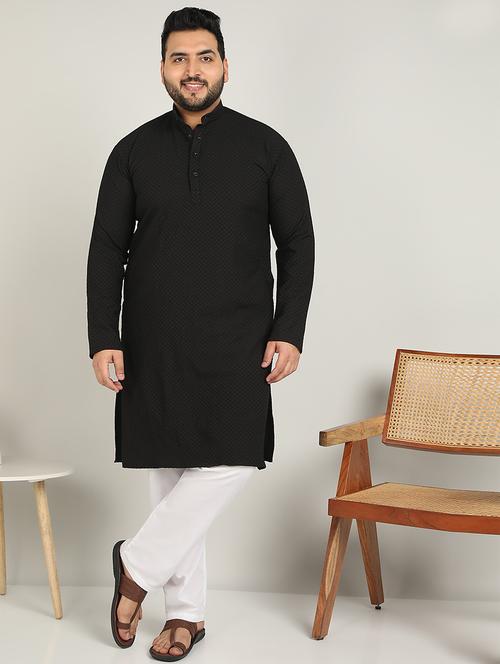 men mandarin neck embroidered long kurta - 21747452 - Very Small Image - 1