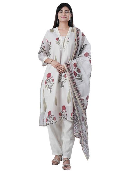women three quarter sleeve kurta pant with dupatta set - 21747556 - Very Small Image - 1