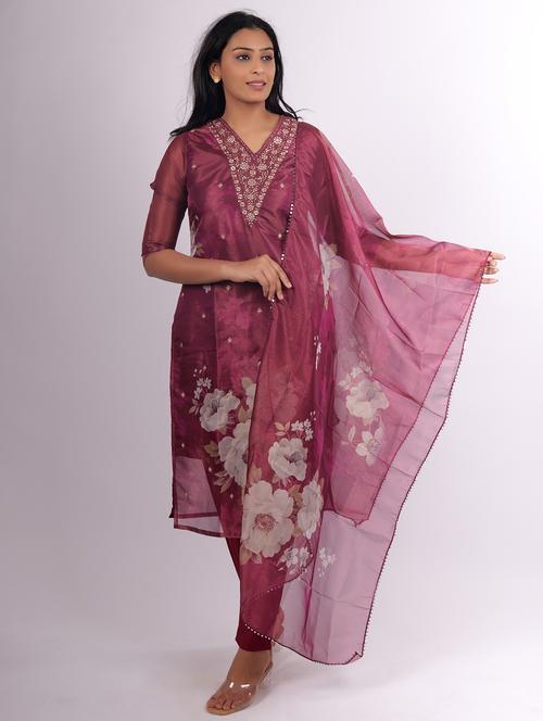 women printed kurta pant set with dupatta - 21747598 - Very Small Image - 1