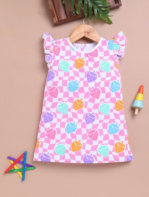 girls round neck printed frock - 21747689 - Very Small Image - 1