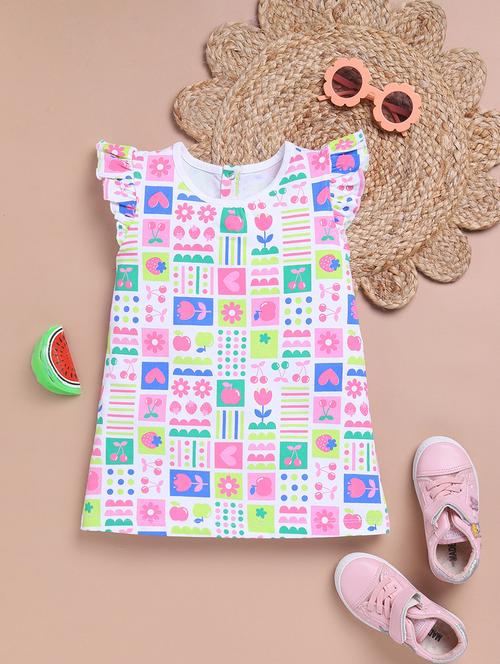 girls round neck printed frock - 21747690 - Very Small Image - 1