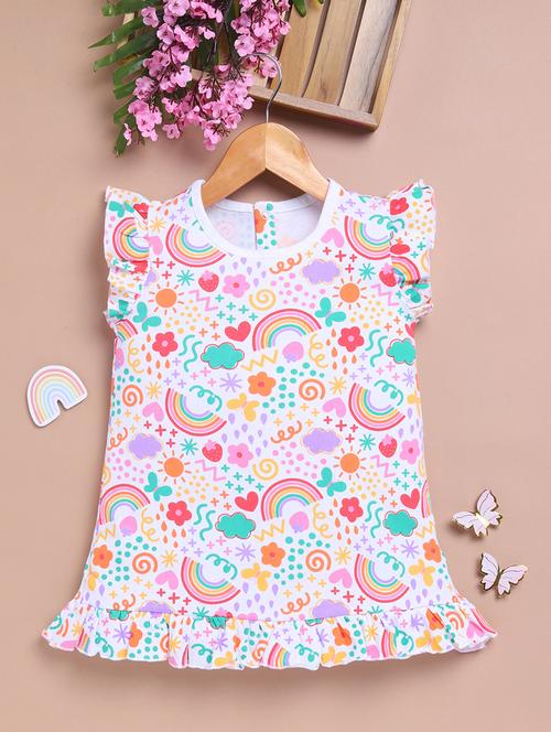 girls round neck printed frock - 21747692 - Very Small Image - 1