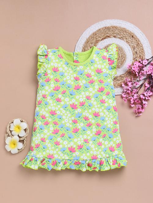girls round neck printed frock - 21747693 - Very Small Image - 1