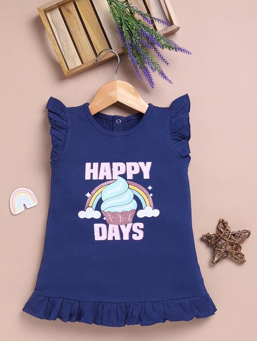 girls round neck printed frock - 21747697 - Very Small Image - 1