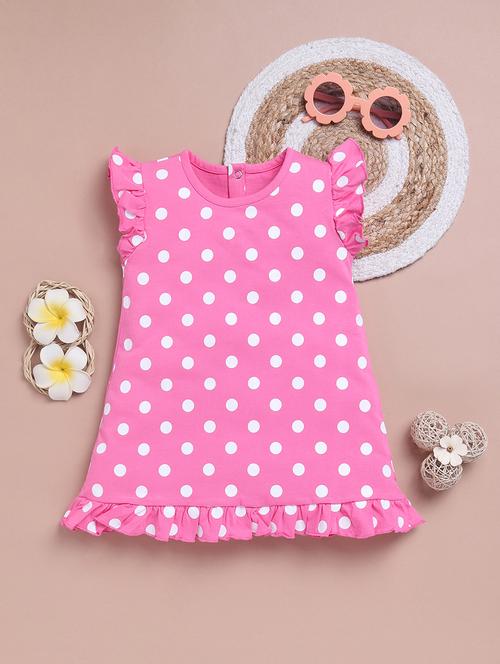 girls round neck printed frock - 21747700 - Very Small Image - 1