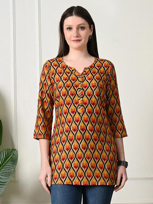 women notch neck printed straight kurti - 21747717 - Very Small Image - 1