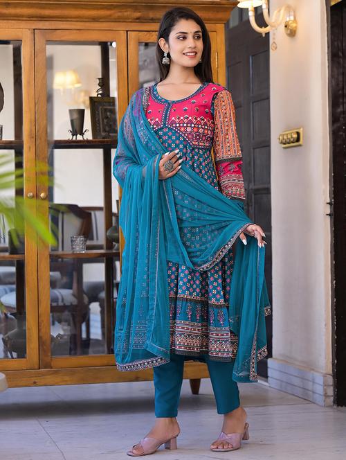 women printed kurta pant set with dupatta - 21747803 - Very Small Image - 1