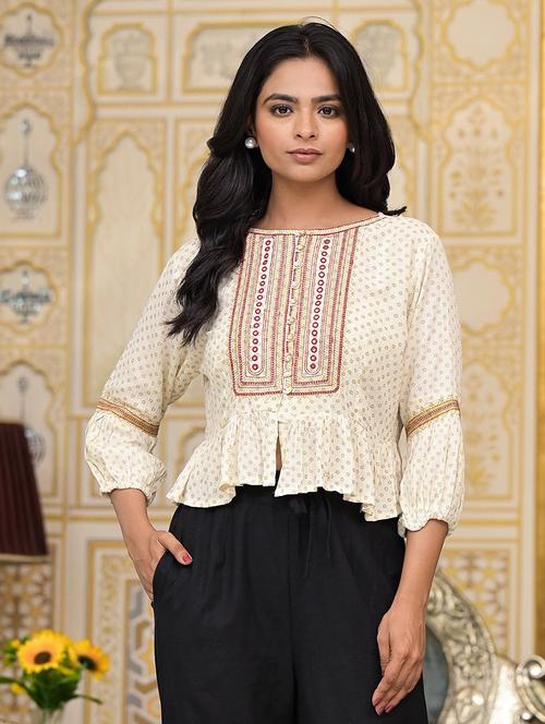 women printed peplum top - 21747847 - Very Small Image - 1