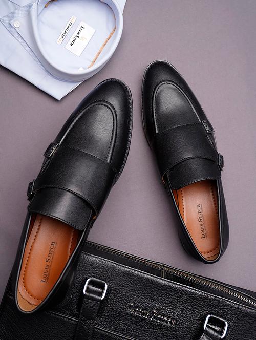 men black slip on monk straps - 21747952 - Very Small Image - 1