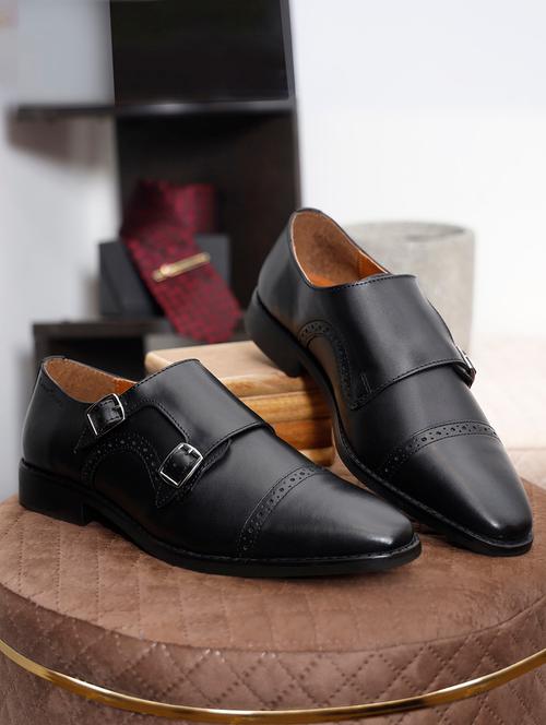 men solid slip on monk straps - 21747975 - Very Small Image - 1
