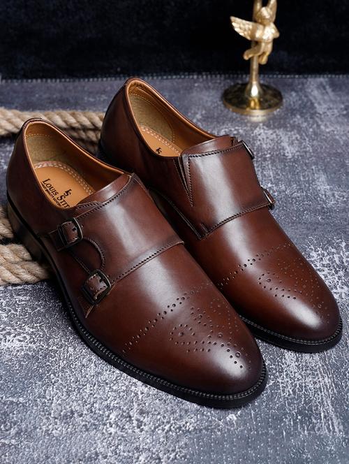 Men Solid Slip On Monk Straps - 21748050 - Very Small Image - 1