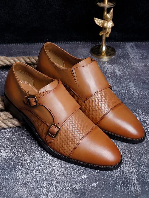 men solid slip on monk straps - 21748059 - Very Small Image - 1