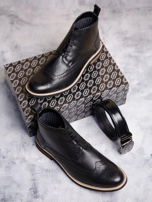 men solid lace up low ankle boots - 21748123 - Very Small Image - 1