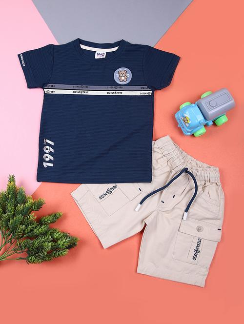 boys printed t-shirt & shorts casual wear set - 21748221 - Very Small Image - 1