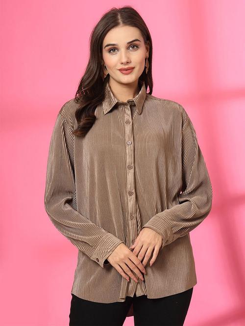 women solid long sleeves collared regular shirt - 21748320 - Very Small Image - 1