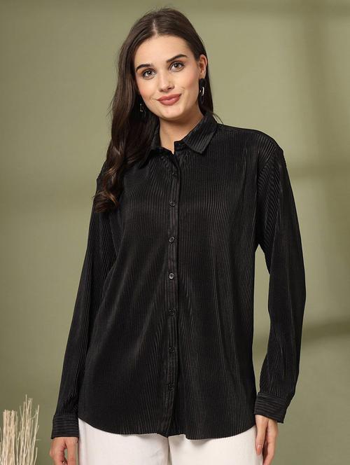 women solid long sleeves collared regular shirt - 21748321 - Very Small Image - 1