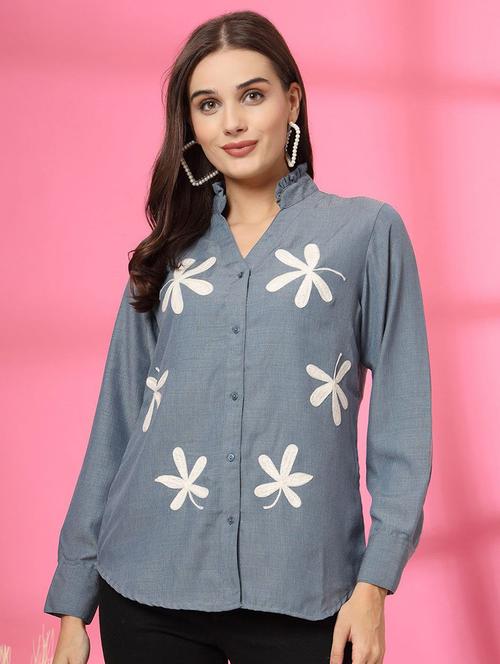 women embroidered collared regular shirt - 21748324 - Very Small Image - 1