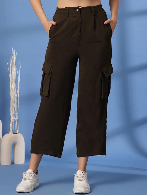 women solid high rise cargo - 21748624 - Very Small Image - 1