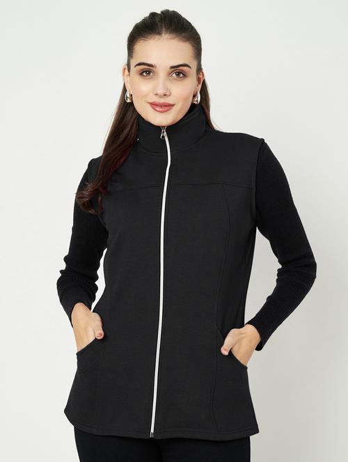women solid sleeveeless regular jacket - 21748671 - Very Small Image - 1