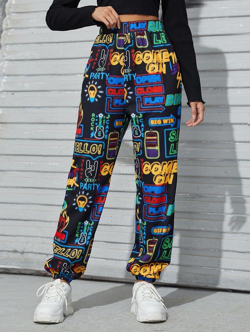 women printed high rise jogger - 21748841 - Very Small Image - 1