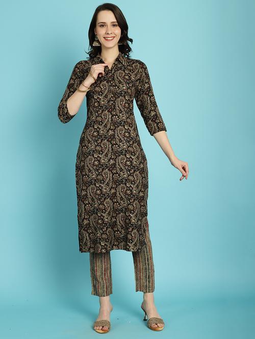 women paisley printed kurta pant set - 21748956 - Very Small Image - 1