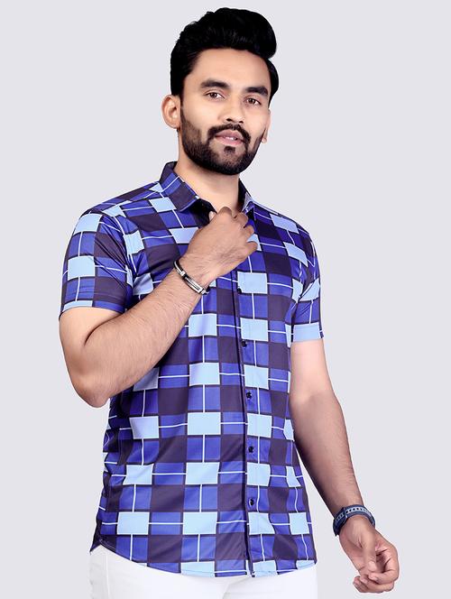 men checkered short sleeve casual shirt - 21749447 - Very Small Image - 1