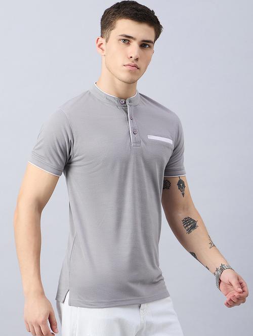 men solid mandarin neck slim fit t-shirt - 21749665 - Very Small Image - 1