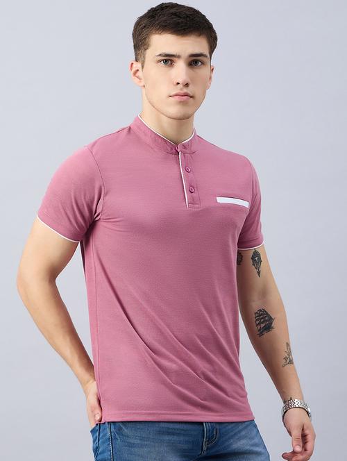 men solid mandarin neck slim fit t-shirt - 21749666 - Very Small Image - 1