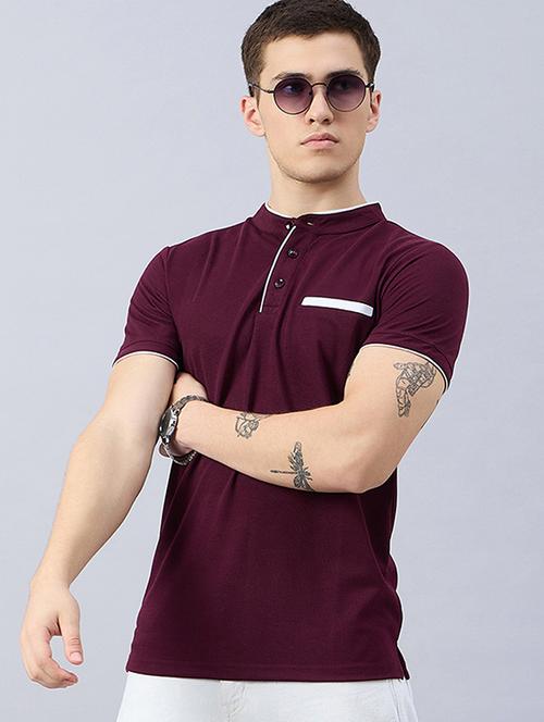 men solid mandarin neck slim fit t-shirt - 21749670 - Very Small Image - 1