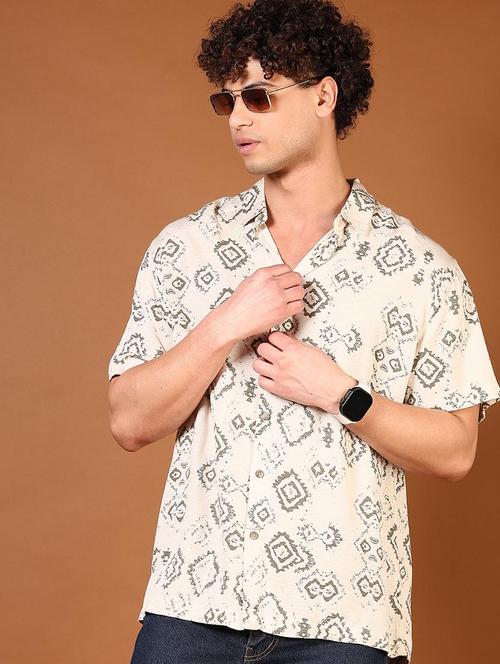 men printed short sleeve loose fit casual shirt - 21749797 - Very Small Image - 1