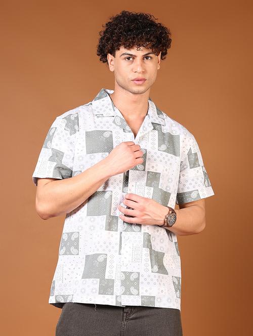 men printed short sleeve loose fit casual shirt - 21749805 - Very Small Image - 1