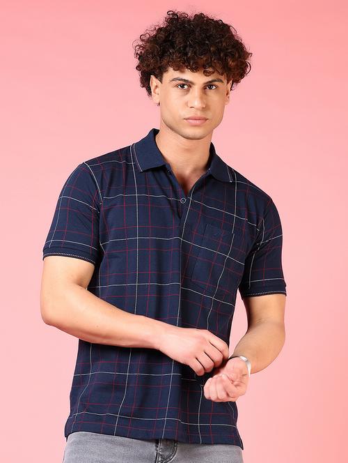 men checkered short sleeve regular fit polo t-shirt - 21749932 - Very Small Image - 1