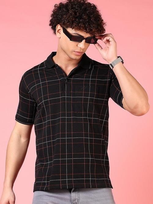 men checkered short sleeve regular fit polo t-shirt - 21749933 - Very Small Image - 1