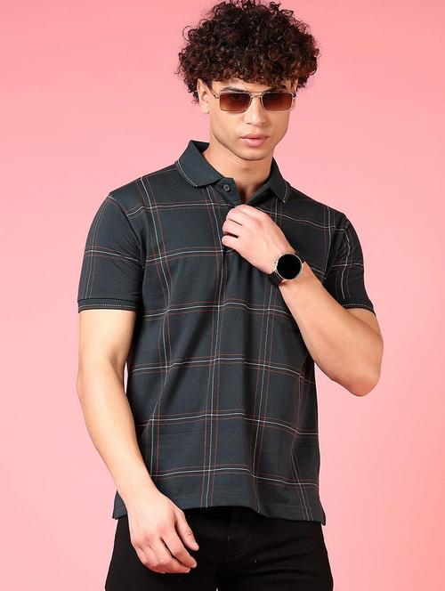 men checkered short sleeve regular fit polo t-shirt - 21749935 - Very Small Image - 1