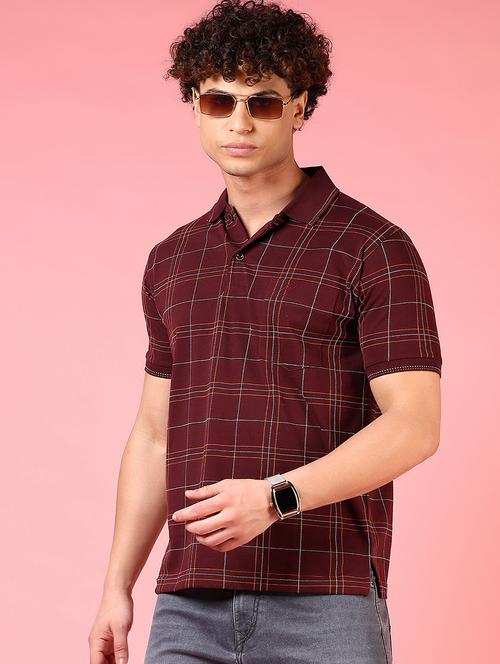 men checkered short sleeve regular fit polo t-shirt - 21749938 - Very Small Image - 1